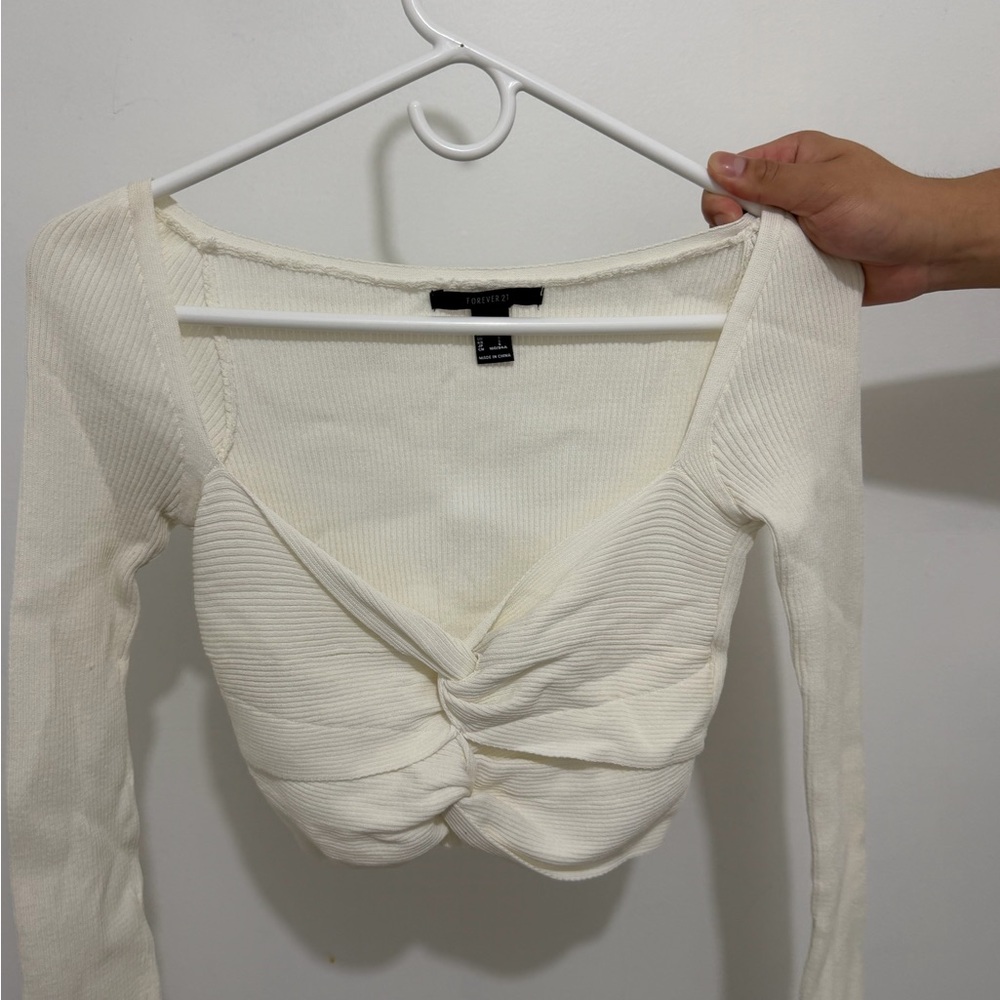 Forever 21 Cream Twist Front Crop Top - Picture 2 of 4
